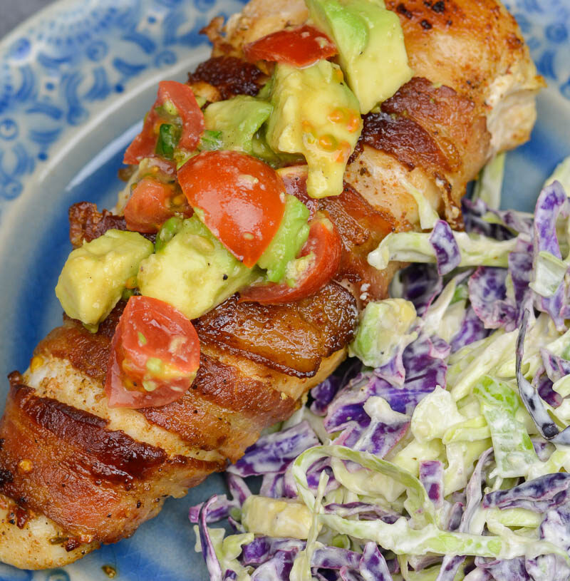 Bacon Wrapped Chicken with Avocado Salsa