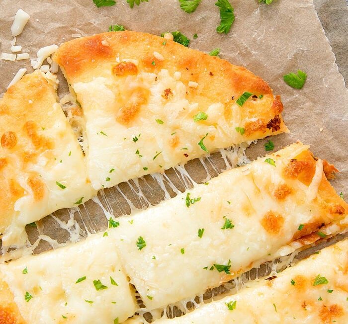 Keto Cheesy Garlic Breadsticks (4 Ingredients)